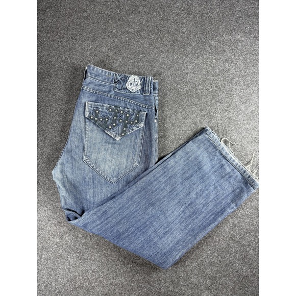 Pepe Jeans Denim Jeans Mens 34x32 Studded Back Pocket Straight Leg Distressed